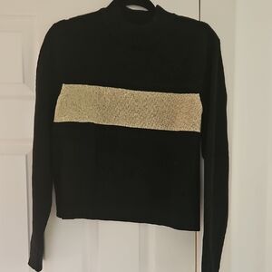 Chic Black and Gold Women's Turtleneck Sweater